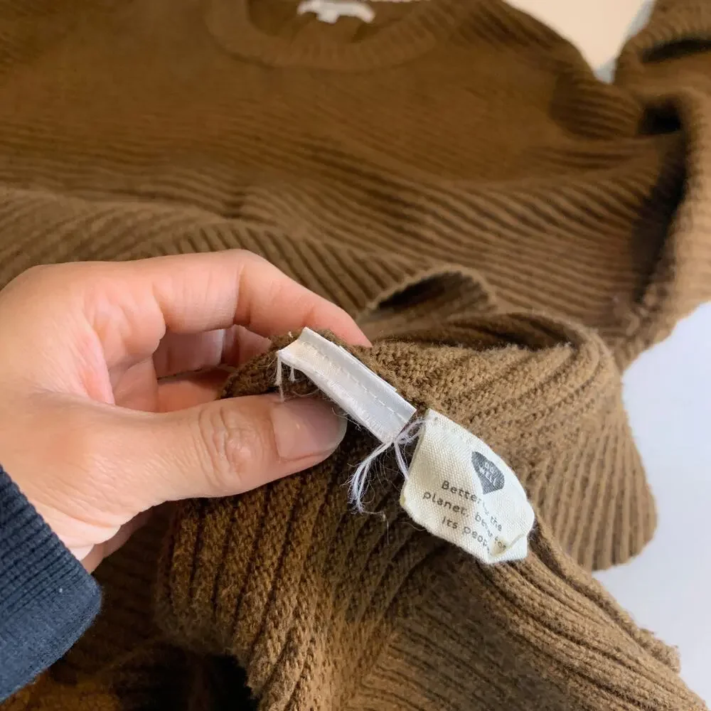 Madewell Sweater Womens S Small Brown Plus Greensboro Button Back Textured Tunic